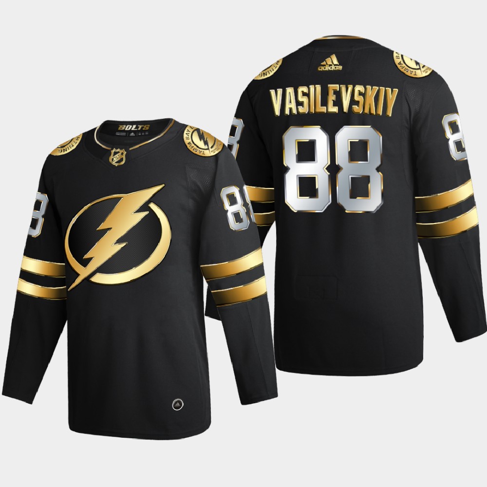 Tampa Bay Lightning #88 Andrei Vasilevskiy Men Adidas Black Golden Edition Limited Stitched NHL Jersey->tampa bay lightning->NHL Jersey